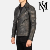  Armand Distressed Brown Leather Biker Jacket