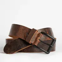  Brown Leather Belt with Short Buckle