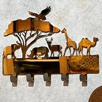  Metal Key Holder Coat Rack Wall Mount with 5 Hooks Decorative Coat Hooks for Towel Clothes Hat Entryway Bathroom Kitchen