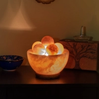  Himalayan Pink Salt Fire Ball Lamp (6x6x3.5 inch) with Bulb & Cable