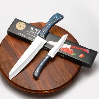  2 Piece Handmade Chef Knife Set – J2 Stainless Steel with Blue Laminated Handle
