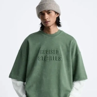  Drop shoulder Oversized embossed Boxy T-shirt