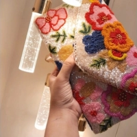  Handmade Floral Beaded Clutch-Embroidered Crossbody Evening Bag-Bridal Clutch-Partywear Purse for Girls