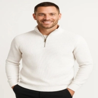  Waffle knitted mockneck zipp sweat shirt