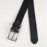  Black Soft Buffalo Leather Belt with Shiney Buckle