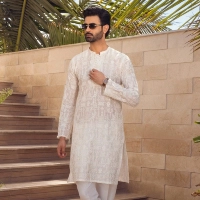  Luminous White Chikankari Kurta Pajama