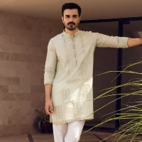 Mint Mughal Motif Embroidered Kurta Pajama
