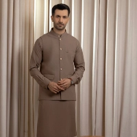  Men’s Mocha Brown Waistcoat Set – Basic & Refined