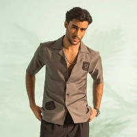  Grey Camp Collar Shirt
