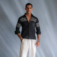  The Midnight Aztec Block Print Black Shirt