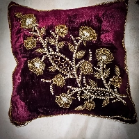  Handcrafted Beaded Cushion – Decorative Beads Pillow for Sofa, Couch & Bedroom 