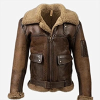  Men’s Genuine Leather Fur Jacket – Warm Winter Shearling Coat