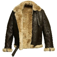  Men’s Vintage Style Leather Shearling Jacket – Aviator Biker Winter Coat