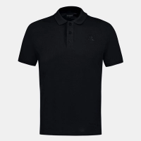  Premium cotton black polo shirt with a smooth finish and modern fit, perfect for smart casual styling and daily comfort.