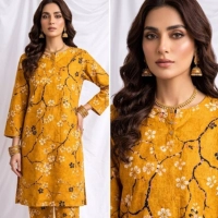  Yellow 2 piece Unstitched Suit