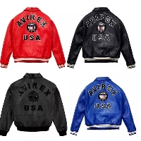  Avirex Men's Real Leather Jacket Sheepskin Flight Bomber American Varsity Jacket