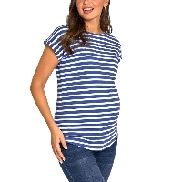  Women Maternity Striped T-Shirt Soft Stretchable Cotton Pregnancy Casual Top Nursing Wear Supplier Pakistan
