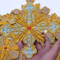 Hot Sales Custom Logo Handmade Embroidered Chenille 3D Canvas High Quality Cross Label Art Rotary Club Patches Custom Size Shape