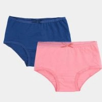  Kids Girls Underwear | Pack OF 2 Girls Cotton Jersey Panties Basic Navy-Pink