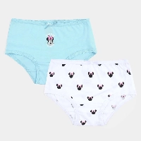  Kids Girls Underwear | Pack of 2 Girls Cotton Jersey Mickey Mouse Panties Sky Blue-White