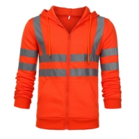   Slim Straight Hi-vis Reflective Cotton Custom High Visibility 100% Polyester Reflective Safety Hoodies For Men Factory Workwear High Visibility Winter Men's Pullover Hoodie Durable Outdoor Safety Hoodies Breathable 