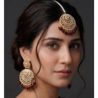  Earrings with Bindiya Bridal Jewelry Set Traditional Ethnic Earrings Maang Tikka Style Fashion Jewelry