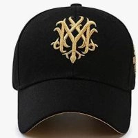  Premium Black Embroidered Monogram Baseball Cap – Luxury Streetwear Adjustable Hat