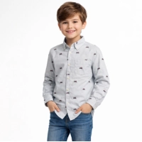  Arctic Mist Moto Print Signature Cotton Shirt