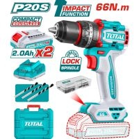  TOTAL 20V Brushless Impact Battery Drill Machine– 66Nm Torque, 2x2.0Ah Batteries