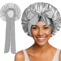  Solid Satin Customizable Color Logo Sleeping Hat Night Sleep Cap Hair Care Bonnet Women Men Unisex Cap Bonnet De Nuit Shower