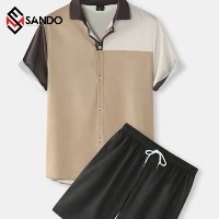  Short Sleeve Beach Wear Jogging Suit Bandana Men Two Piece Short Sets Shirt and Shorts Set Print 2021 Custom Logo Summer Casual