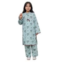  Cotton Cambric Kids Girls Suit Kurta & Trouser Set Ethnic Daily Wear Comfortable Outfit