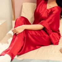  Silk Pajama Set Women Red Satin Sleepwear Luxury Night Suit Silk PJ Set Wholesale Supplier Pakistan