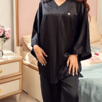  Silk Pajama Set Women Black Satin Sleepwear Luxury Night Suit Silk PJ Set Wholesale Supplier Pakistan