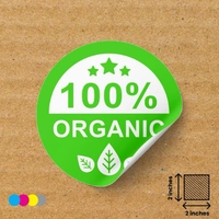  100% Organic Ecommerce Sticker 2×2 Inches Food Packaging Label Sticker OEM Supplier Pakistan Bulk