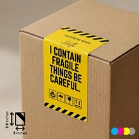  Box Seal Shipping Caution Sticker 2x3.5 Inches Yellow Packaging Warning Label Supplier Pakistan