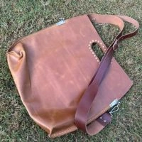  Handcrafted Heritage Leather Messenger Bag - Rustic Crossbody Tote with Studded Handle