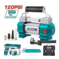  TOTAL 12V Auto Air Compressor – Portable Car Tire Inflator Pump – Heavy Duty Metal Cylinder TTAC2506