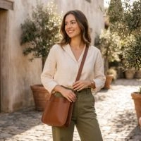  Women Genuine Leather Crossbody Bag Minimalist Shoulder Purse Adjustable Strap Everyday Handbag