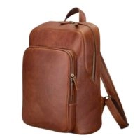  Men Real Leather Laptop Backpack Large Capacity Business Travel Bag with Multiple Compartments