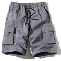  Men Polyester Running Sport Men Shorts Male Summer Elastic Waist Comfortable Loose Solid Knee Length Men Shorts
