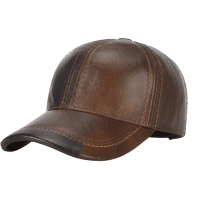  Men Real Leather Cap Dual Tone Premium Genuine Leather Baseball Cap Adjustable Stylish Casual Outdoor Hat