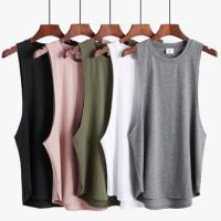  Customized Men's Sporty Gym Tank Tops Wholesale Breathable Quick Dry UV Protection Spandex/Cotton Sleeveless Running Solid Color
