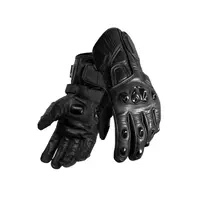  Men’s Black Leather Motorcycle Gloves - Touchscreen Compatible Biker Gloves