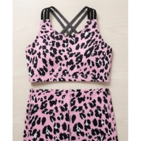  High Quality Kids Girls 2 Piece Sports Outfit Sleeveless Bra Top With Leggings Set Tracksuit Workout Sportswear Sport Bra