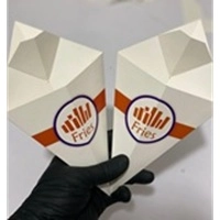  Kraft Paper French Fries Cone Disposable Food Chips Holder with Dip Pocket Takeaway Snack Packaging