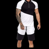  Men Summer Tracksuit Lightweight Sportswear Jogging Gym Fitness Casual Wear Polyester Cotton Suit