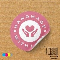  Hand Made Ecommerce Sticker 2×2 Inches Silver - Premium Vinyl Decals Bulk Wholesale | Digital Label Expert