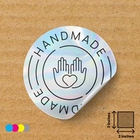  Hand Made Ecommerce Sticker 2×2 Inches Silver - Premium Vinyl Decals Bulk Wholesale | Digital Label Expert