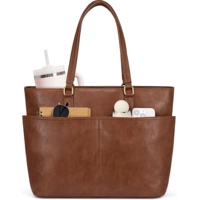  Women Real Leather Tote Bag Work Handbag Large Shoulder Purse With Pockets Everyday Use